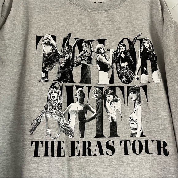 New Original Taylor Swift The Eras Tour Gray Fitted Crewneck sweatshirt Size XXL - Picture 3 of 5